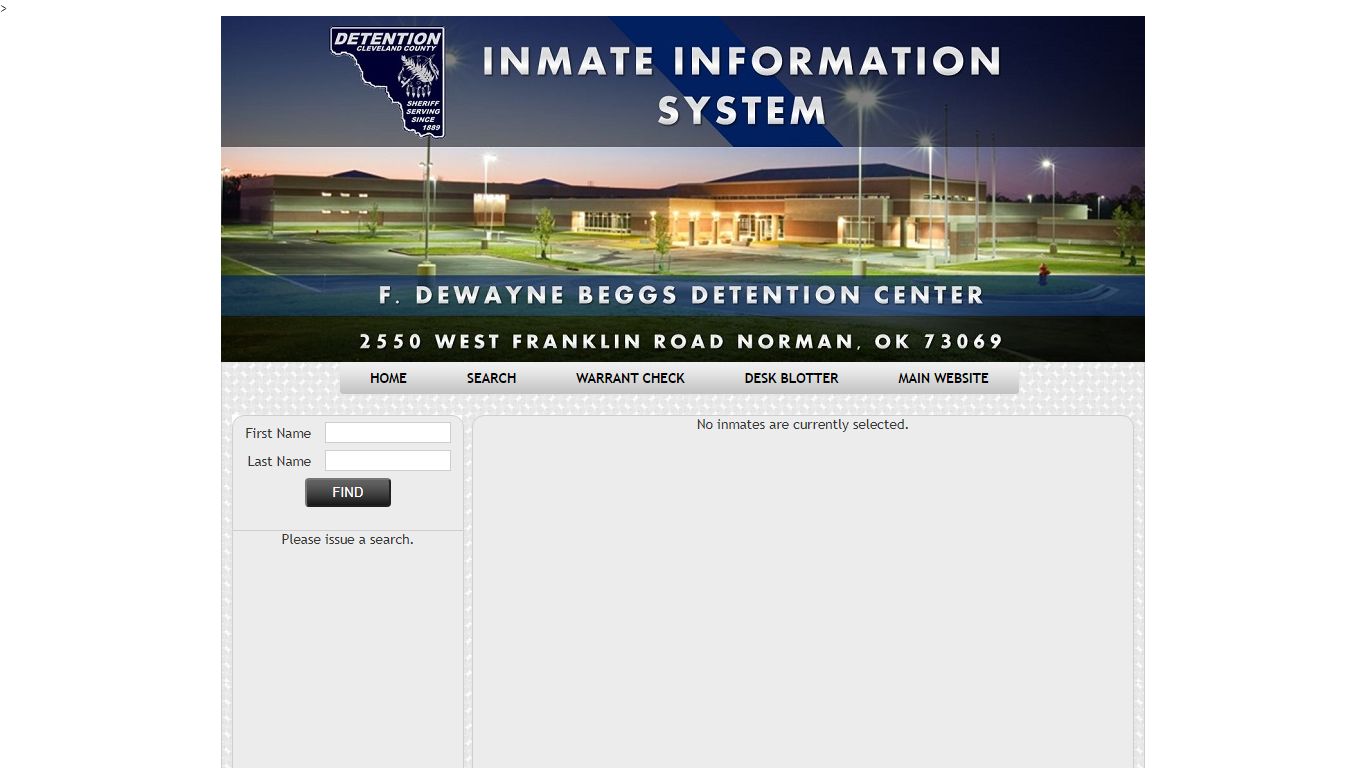 Inmate Information System - Search