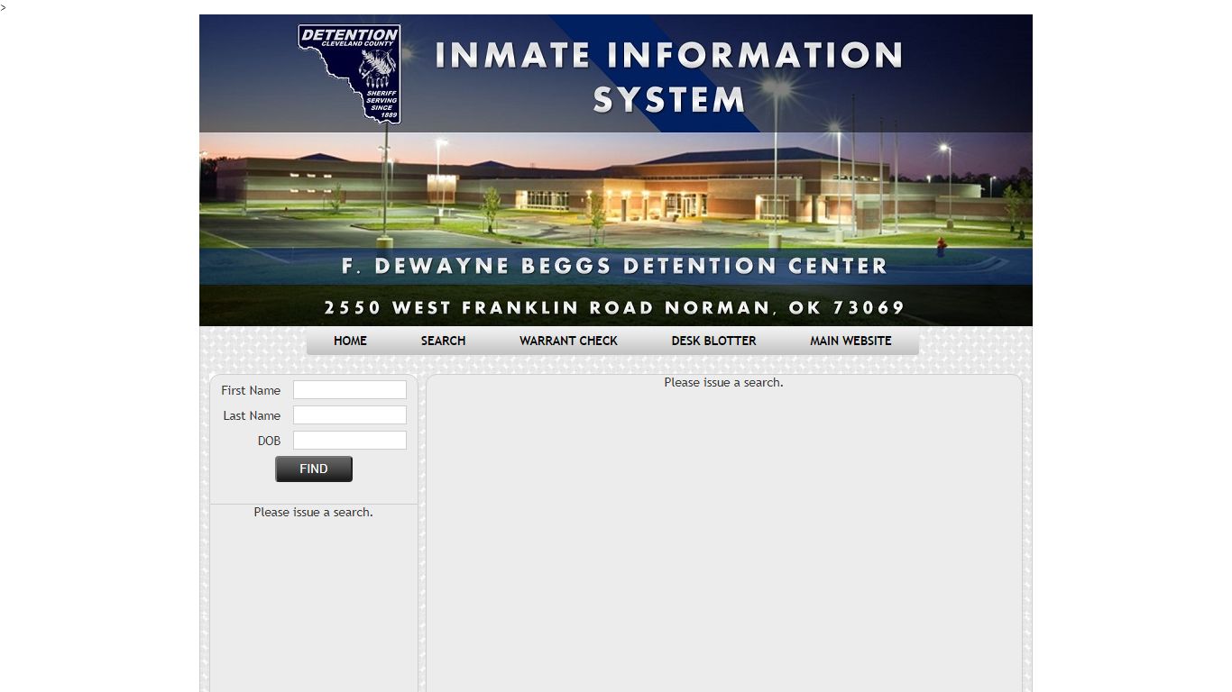Inmate Information System - Warrant Check